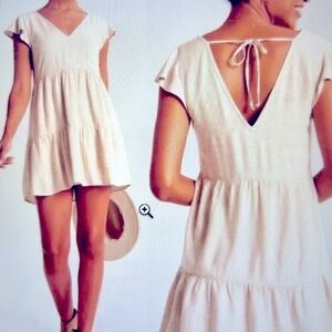 Abercrombie & Fitch Ruffle Sleeve Trapeze White Mini Dress XS